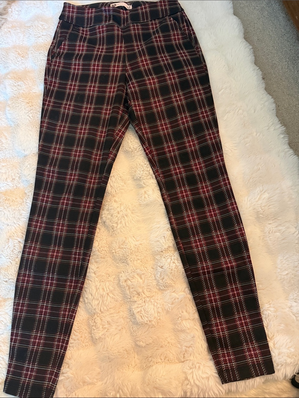 SO Black and Red Plaid Stretch Leggings